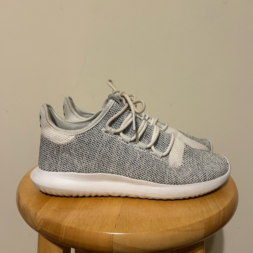 Men 7 Adidas Originals Tubular Shadow Knit White Sneakers